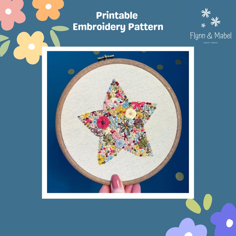 Curved Star Printable Embroidery Pattern