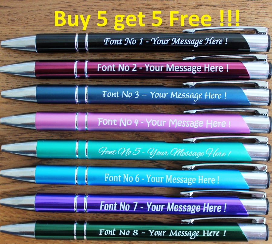 Personalised Pen High Quality BUY 5 GET 5 FREE Custom Message Gift Present