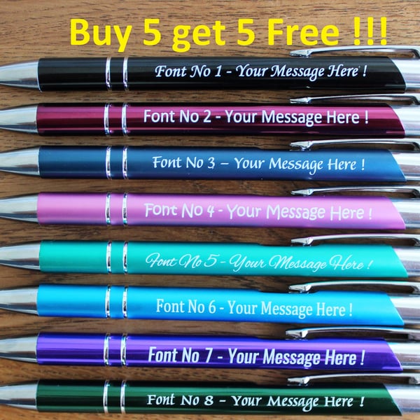 Personalised Pen High Quality BUY 5 GET 5 FREE Custom Message Gift Present