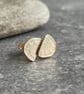 9ct gold semi circle earrings, Embossed texture - Image 1