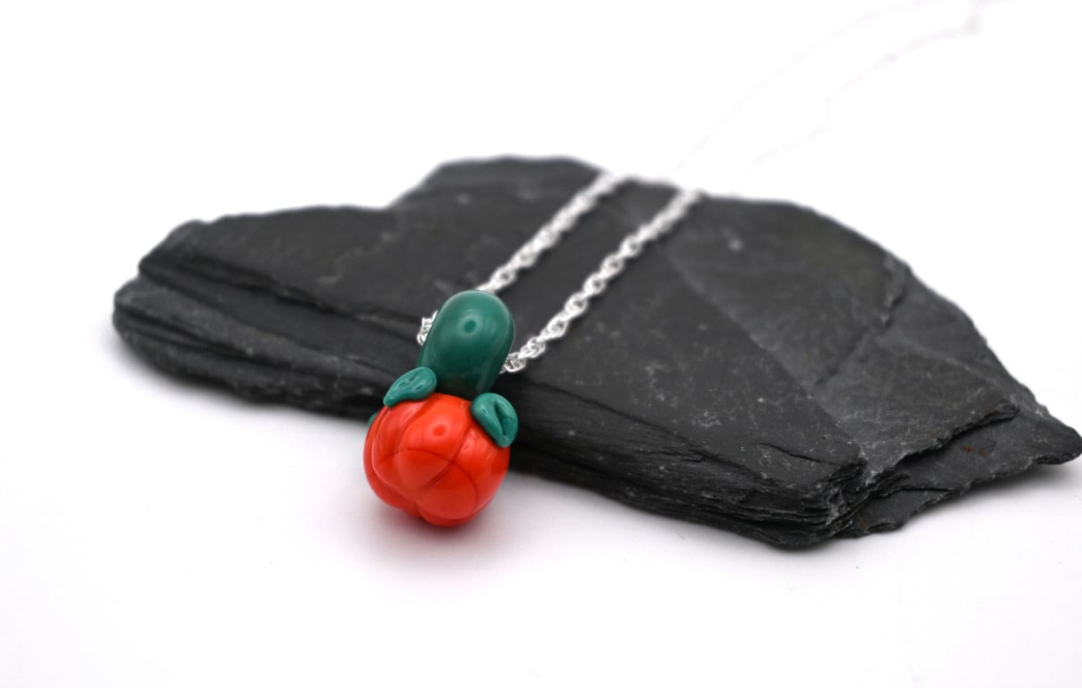 glass pumpkin necklace