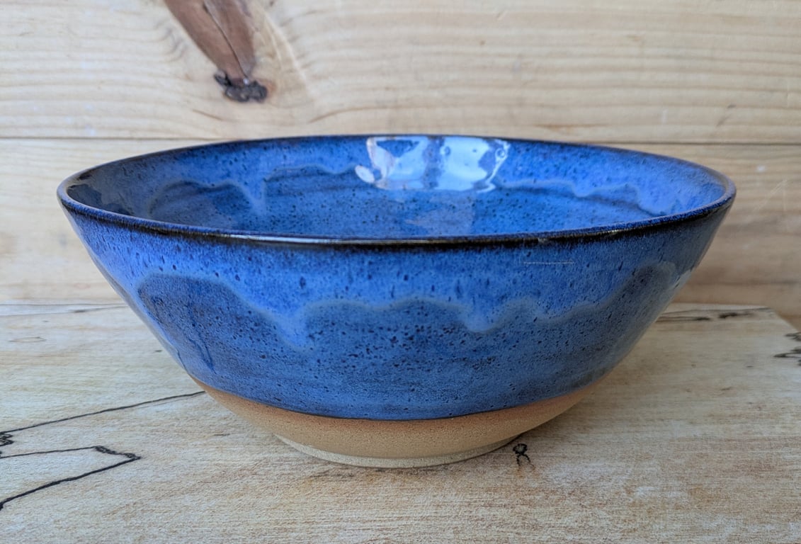 Large wavy blue swirl bowl