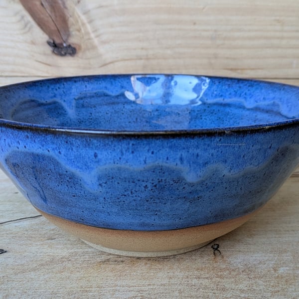 Large wavy blue swirl bowl