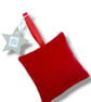 Velvet Lavender Sachet, Hand Printed Lavender Bag, Snowflake Christmas Ornament  - Image 5