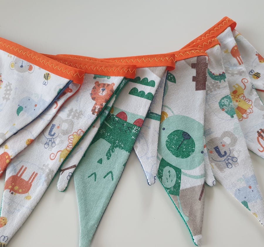 Bright Safari Blue Orange and Green Bunting on Orange Binding