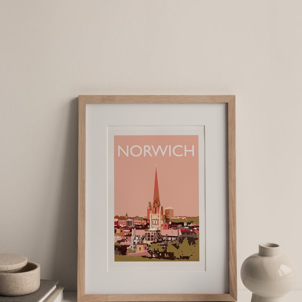 Norwich Norfolk Giclee Travel Print A3 size