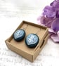Summer Seconds - Scandi love Hearts fabric button dangle earrings - Image 1