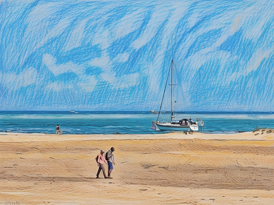 Beach & Boats Wells-Next-Sea Norfolk Greeting Card A5 