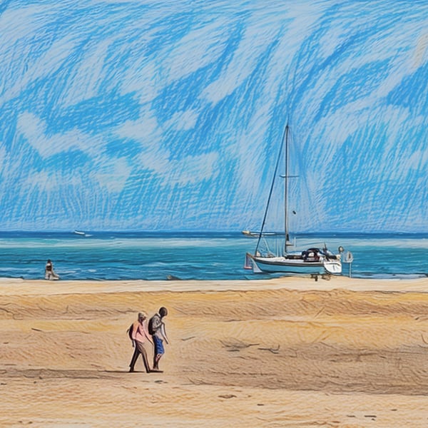 Beach & Boats Wells-Next-Sea Norfolk Greeting Card A5 