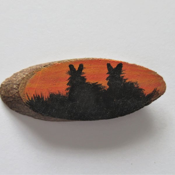 Dolls House Miniature Wooden Plaque Bunny Rabbit Picture Wood Slice