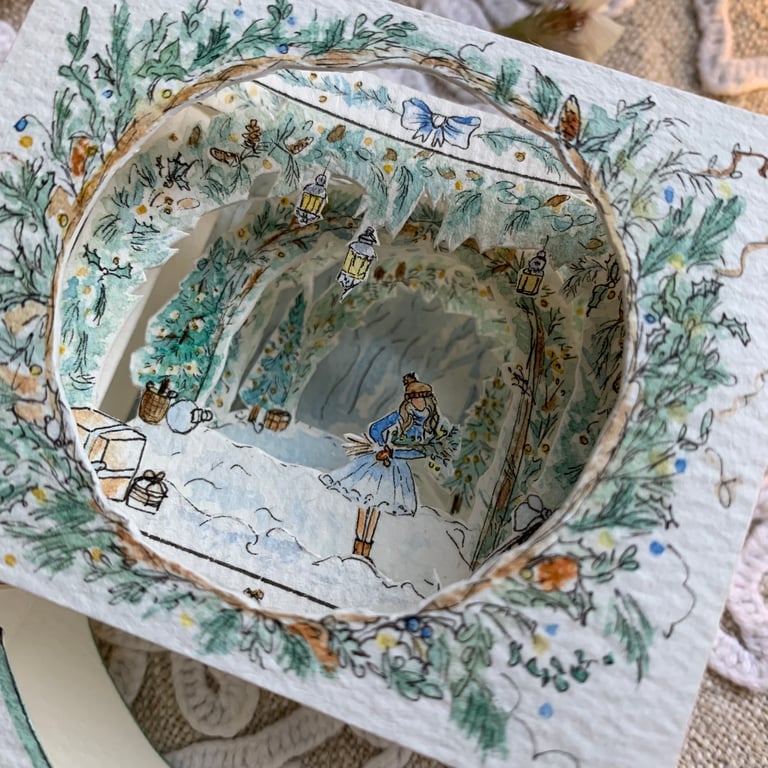 Peep through card, tunnel book - miniature