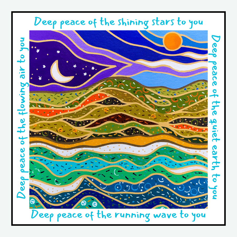 DEEP PEACE, GAELIC BLESSING BLANK GREETINGS CARD