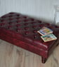 Chesterfield Deep Button Footstool in a Premium Faux Wine Leather