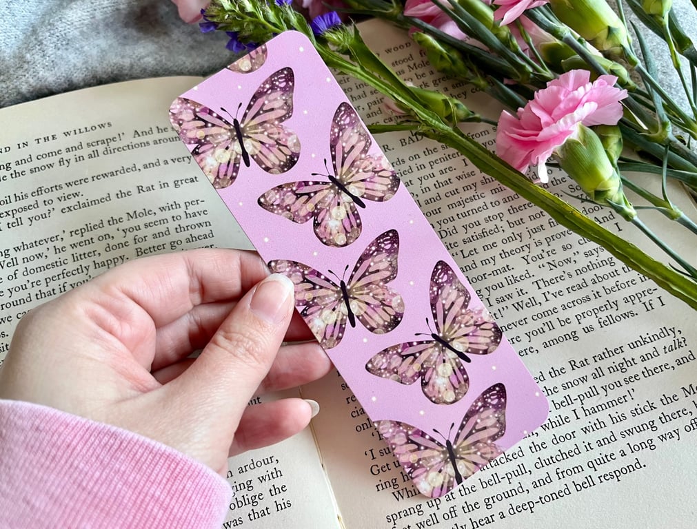 Pink Butterfly Bookmark, Gardening Gifts, Book Lover Gifts, Insects.