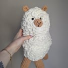 Chunky Crochet Alpaca Stuffed Animal – Handcrafted Cream Amigurumi Plushie