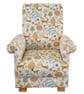 Kids Chair Fryetts Woodland Animals Ochre Fabric Armchair Children's Seat Girls - Image 1