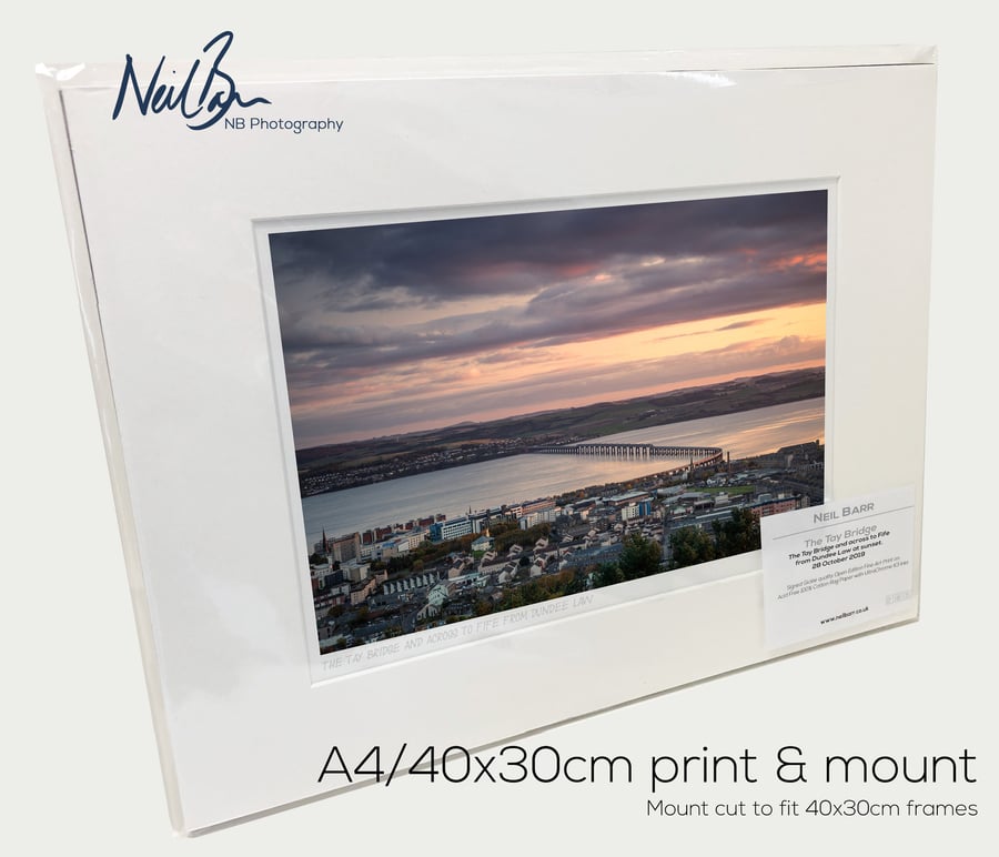The Tay Bridge from Dundee Law, Scotland - A4 (40x30cm) Unframed Print