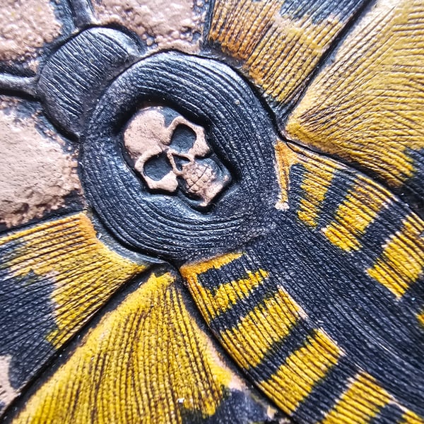 Death Head Hawk Moth Hand Tooled Leather Topped Jewellery or Trinket Box 