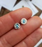 Vintage lace button earrings, silver earrings, stitched earrings