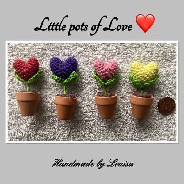 Crocheted Mini pots of love 