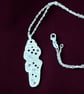 Sterling Silver Ruby & Sapphire Abstract Pendant Necklace - Gift Boxed 