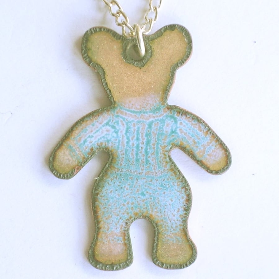 pendant - bear in blue striped shirt and blue pants