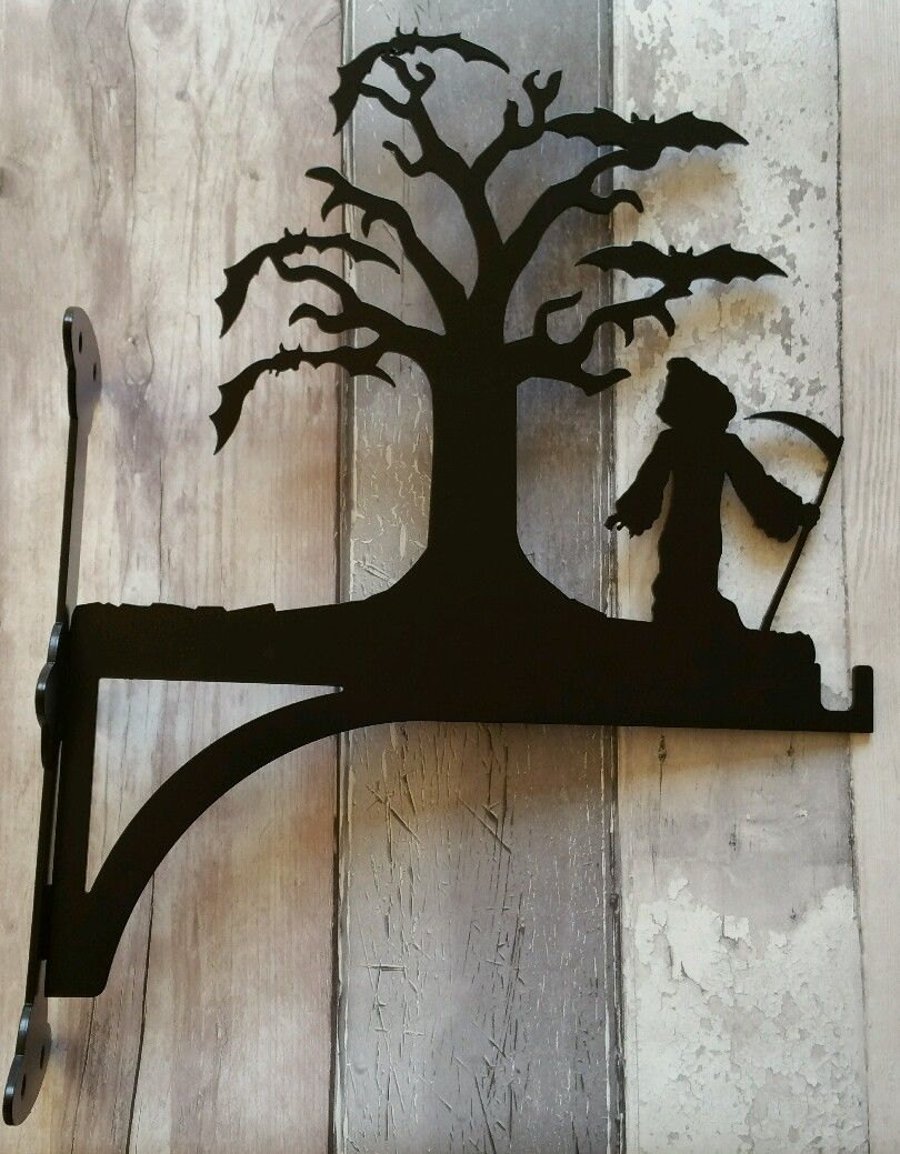 Grim Reaper Stood by Tree Full of Bats Heavy Duty Hanging Basket Bracket
