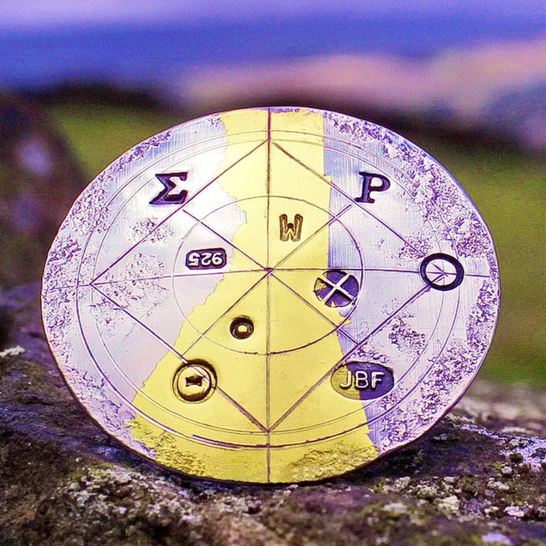 Keum boo brooch, silver and gold brooch, round brooch, handmade 