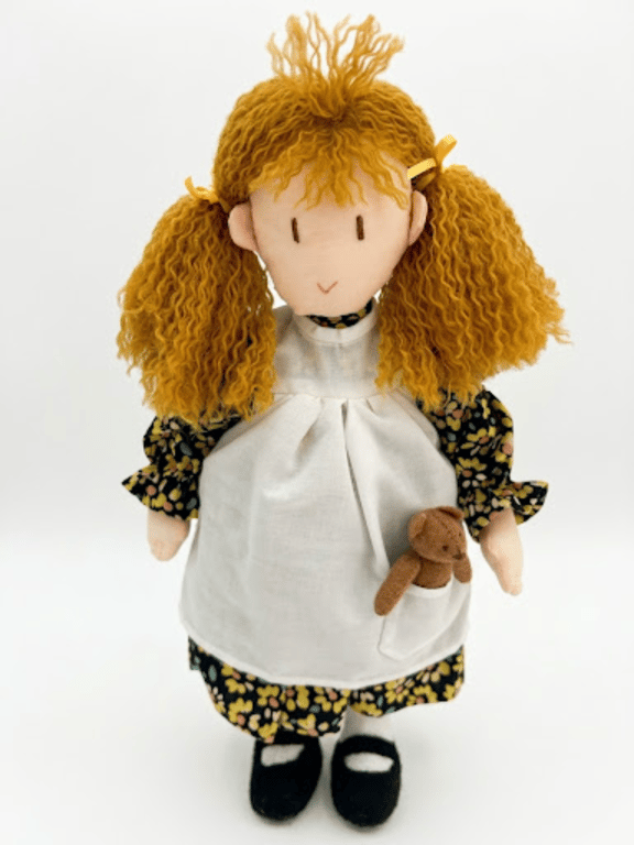Mia 14 Inch Handmade Rag Doll with Teddy Bear Pocket Friend