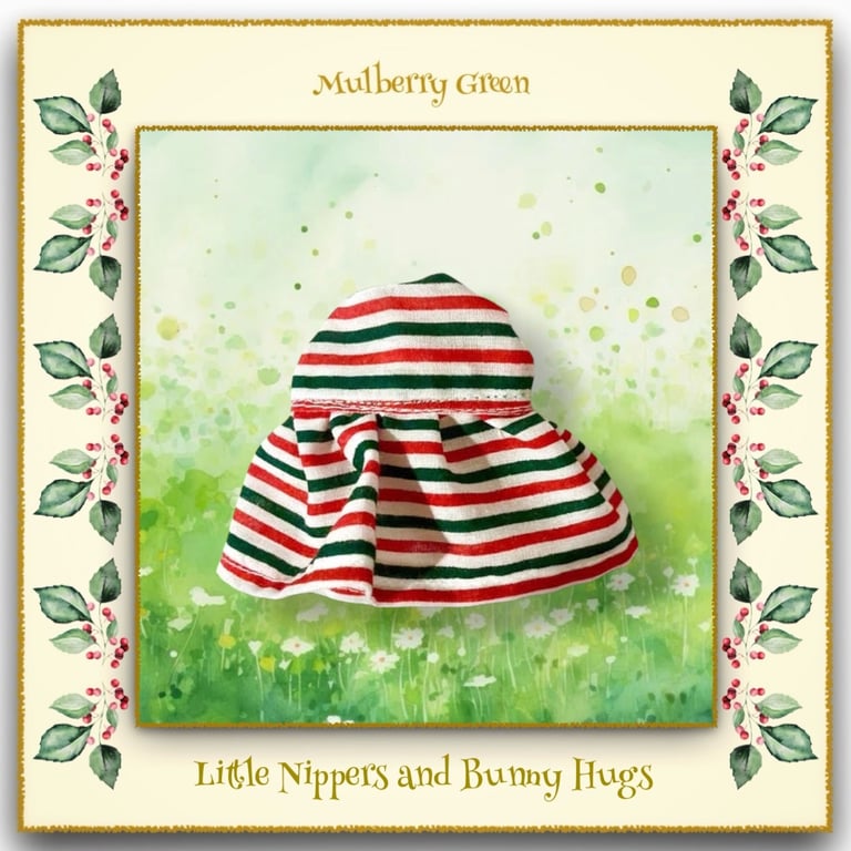 Little Nippers and Bunny Hugs Red, Green and White Striped Dress