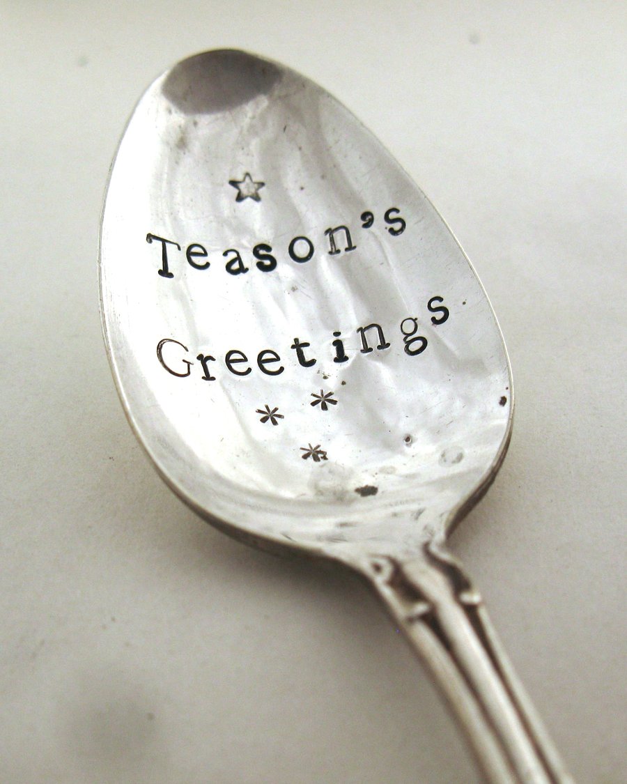 Teasons Greetings Xmas Teaspoon, floral, slight second
