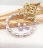 Rosewood & Soft Pink Pearl Jewellery Set, Handmade Boxed Gift Set 