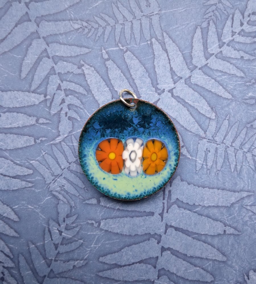 Rock pool pendant in enamelled copper 251