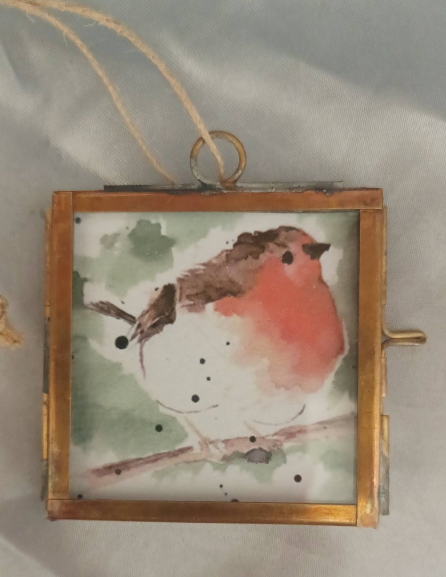 Miniature Framed Robin Print