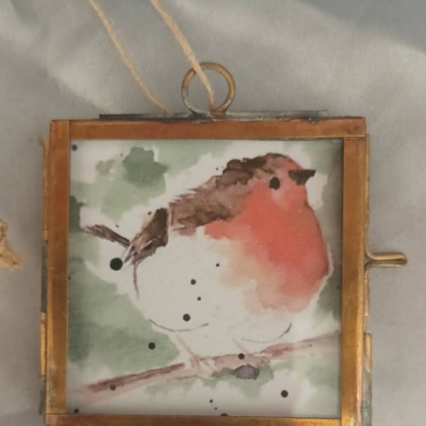 Miniature Framed Robin Print