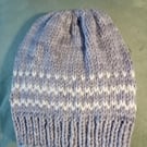 Hand Knit Beanie in Luxury Merino wool. One of a kind. Small - med Adult size.