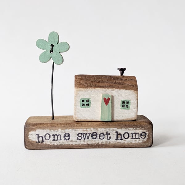 Little Wooden Painted House and Base in a Bag