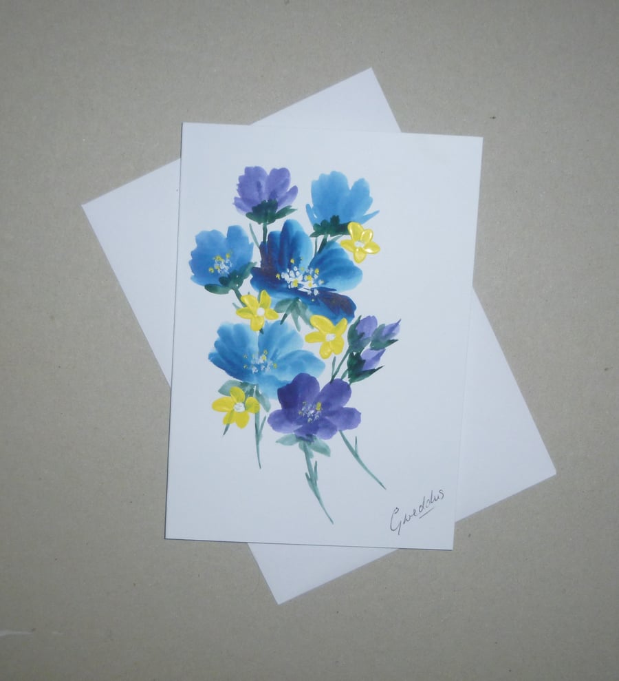 hand painted floral art card painting greetings card ( ref FA 364 G3 )