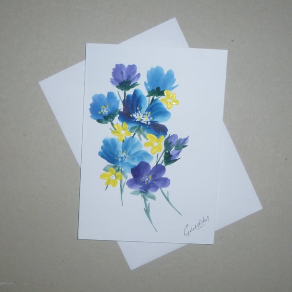 hand painted floral art card painting greetings card ( ref FA 364 G3 )