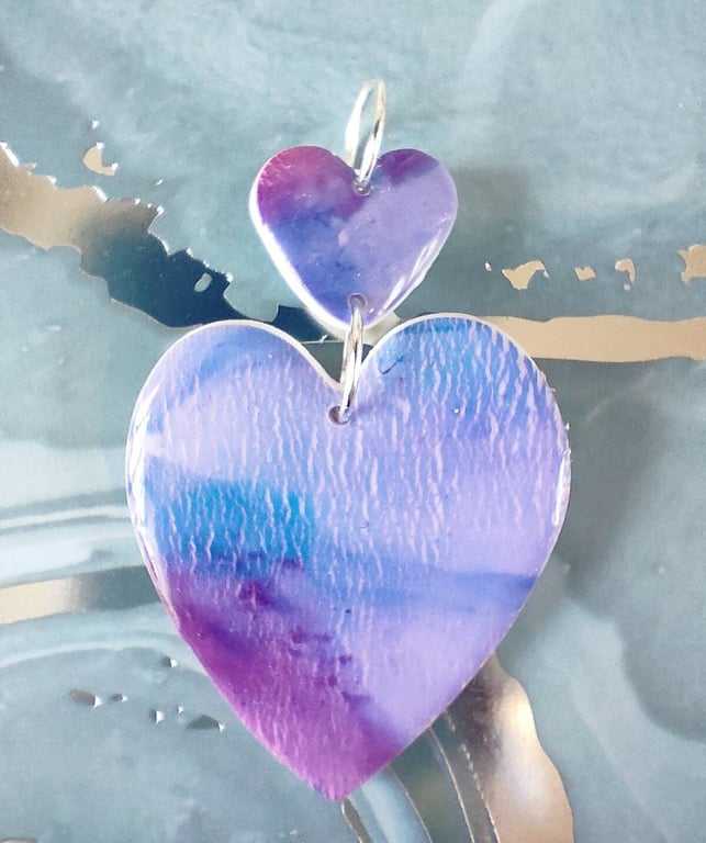 Double Heart Polymer Clay Pendant