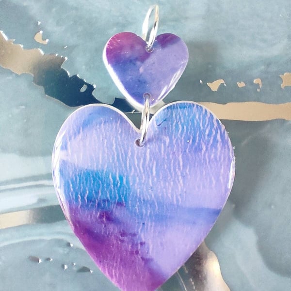Double Heart Polymer Clay Pendant