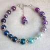 Gorgeous Spirit of the Peacock Beaded Bracelet - Silver tones - Design 2