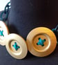 Gold Button & Teal Statement Necklace - Image 3
