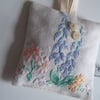  Vintage floral embroidered lavender bag with dried Yorkshire lavender.