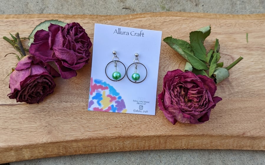 Pearls & Bicone Violet Lilac Ball Studs