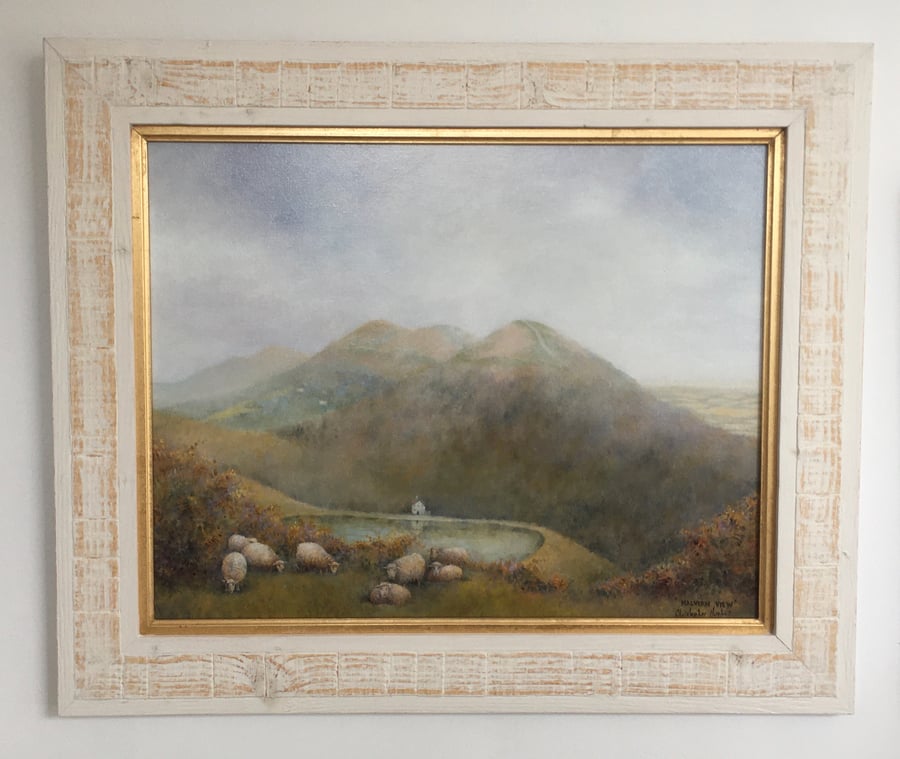 Malvern Hills from British Camp. Framed original oil painting 