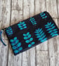 Beautiful Blue Leaf Zipper Pouch - Multi Use Zipped Organiser