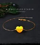 Large Yellow 3D Fire Opal Heart Bracelet with 925 Sterling Silver Chain - Image 1
