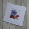 Cross Stitch Card with Red and Lilac Anemones
