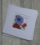 Cross Stitch Card with Red and Lilac Anemones